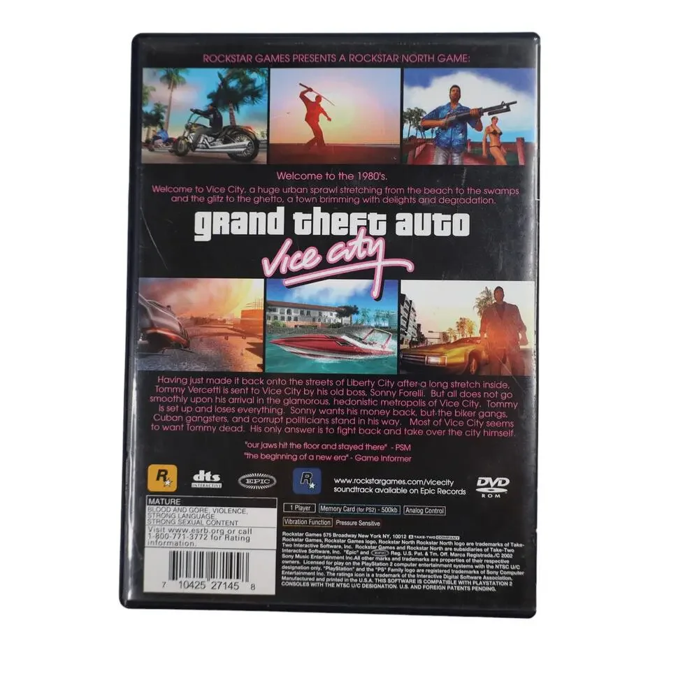 Vintage PlayStation 2 Grand Theft Auto Vice City video Game